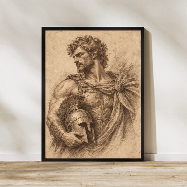 Der Krieger – Antikes Porträt Poster in Sepia