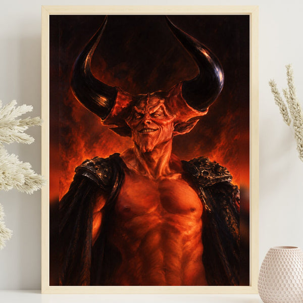Der Gehörnte – Dark Art Poster in Rot & Schwarz