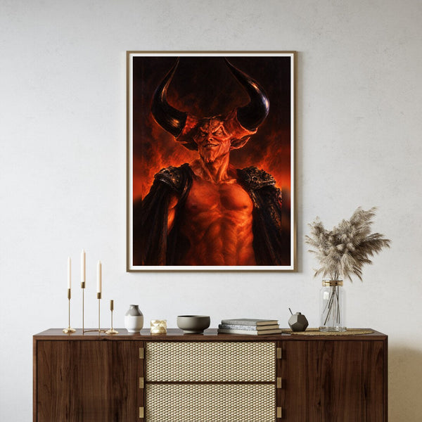 Der Gehörnte – Dark Art Poster in Rot & Schwarz