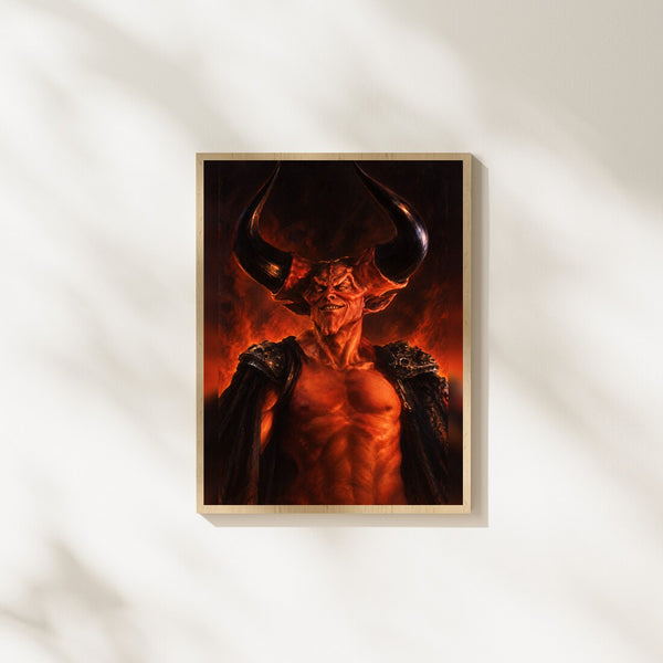 Der Gehörnte – Dark Art Poster in Rot & Schwarz