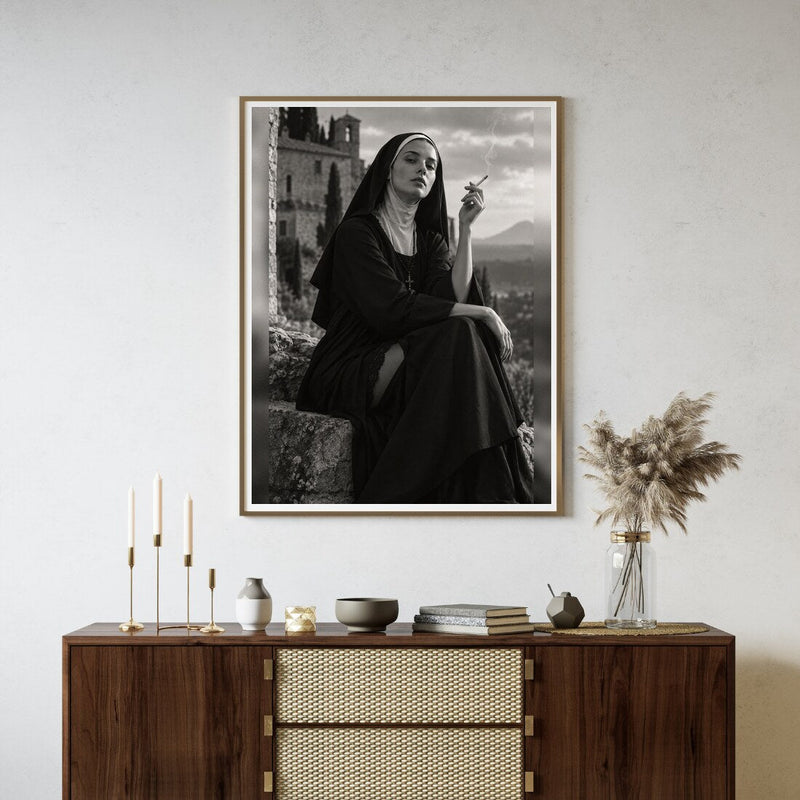 Stille Pause – Schwarz Weiß Poster mit Humor