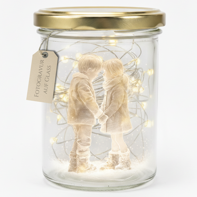 Lichtpoesie Glaslicht Fotogravur,Personalisiertes Glas mit Gravur und LED Lichterkette