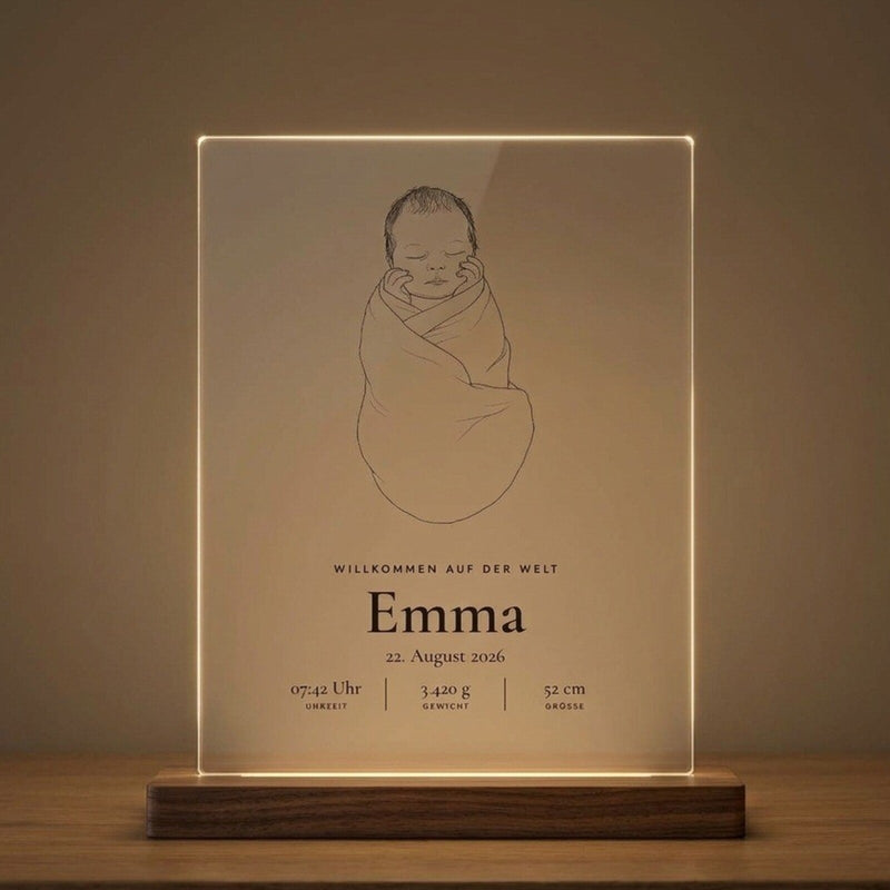 Baby-Nachtlicht aus Acryl – mit eurem Baby als Linienzeichnung