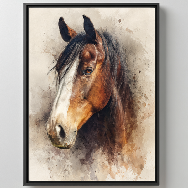 Personalisiertes Pferde Poster mit Foto und Name – Aquarell oder Clipart Stil für Pferdeliebhaber