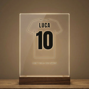Fußball-Licht aus Acryl – mit Name und Rückennummer