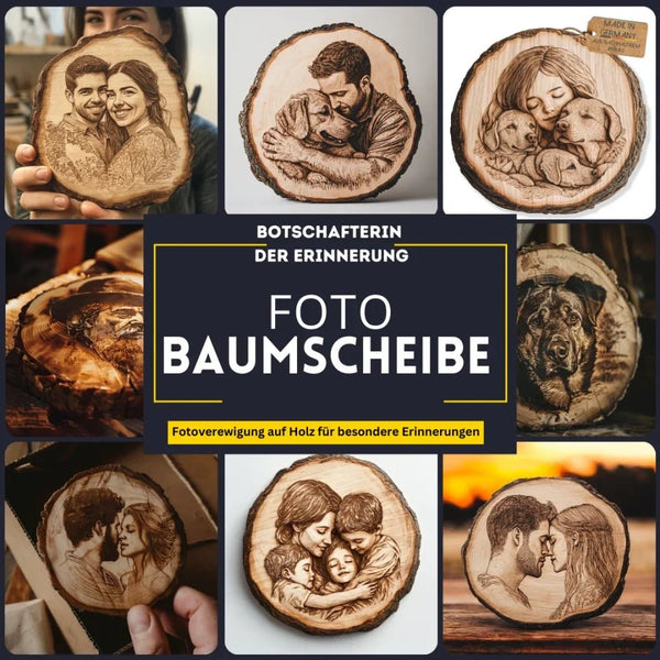 Gravierte Baumscheibe Holzscheibe Foto Bildveredlung in verschiedenen Größen, Bildgravur, Hochzeit - Geburtstag - Andenken - Gedenken - MyMagicMemory DE