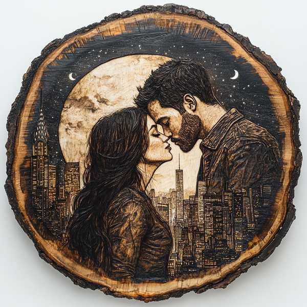 LICHTKERN Gravierte Fotobaumscheibe aus echtem Birkenholz