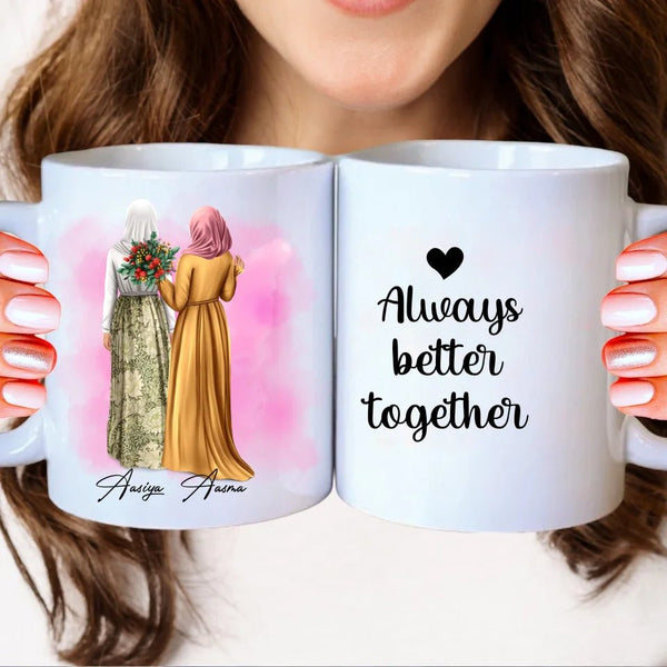 Personalisierte Muslim beste Freundin Clipart Tasse Personalisiert mit Namen 2 - 5 Personen - MyMagicMemory DE