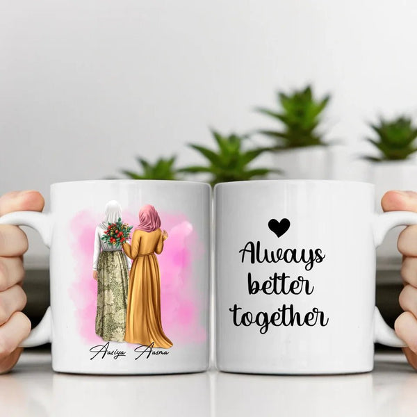 Personalisierte Muslim beste Freundin Clipart Tasse Personalisiert mit Namen 2 - 5 Personen - MyMagicMemory DE