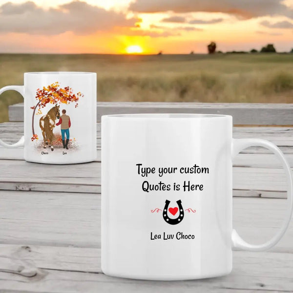 Pferd und Frau oder Mann - personallisierte Clipart Tasse Personalisiert mit Namen - MyMagicMemory DE