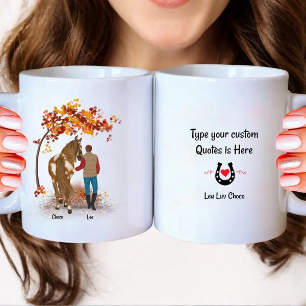 Pferd und Frau oder Mann - personallisierte Clipart Tasse Personalisiert mit Namen - MyMagicMemory DE