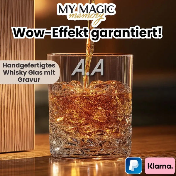 Whisky Geschenkbox aus echt Holz zum Geburtstag oder Jubiläum, mit Glas Gravur, Jahrestag, Hochzeit - MyMagicMemory DE